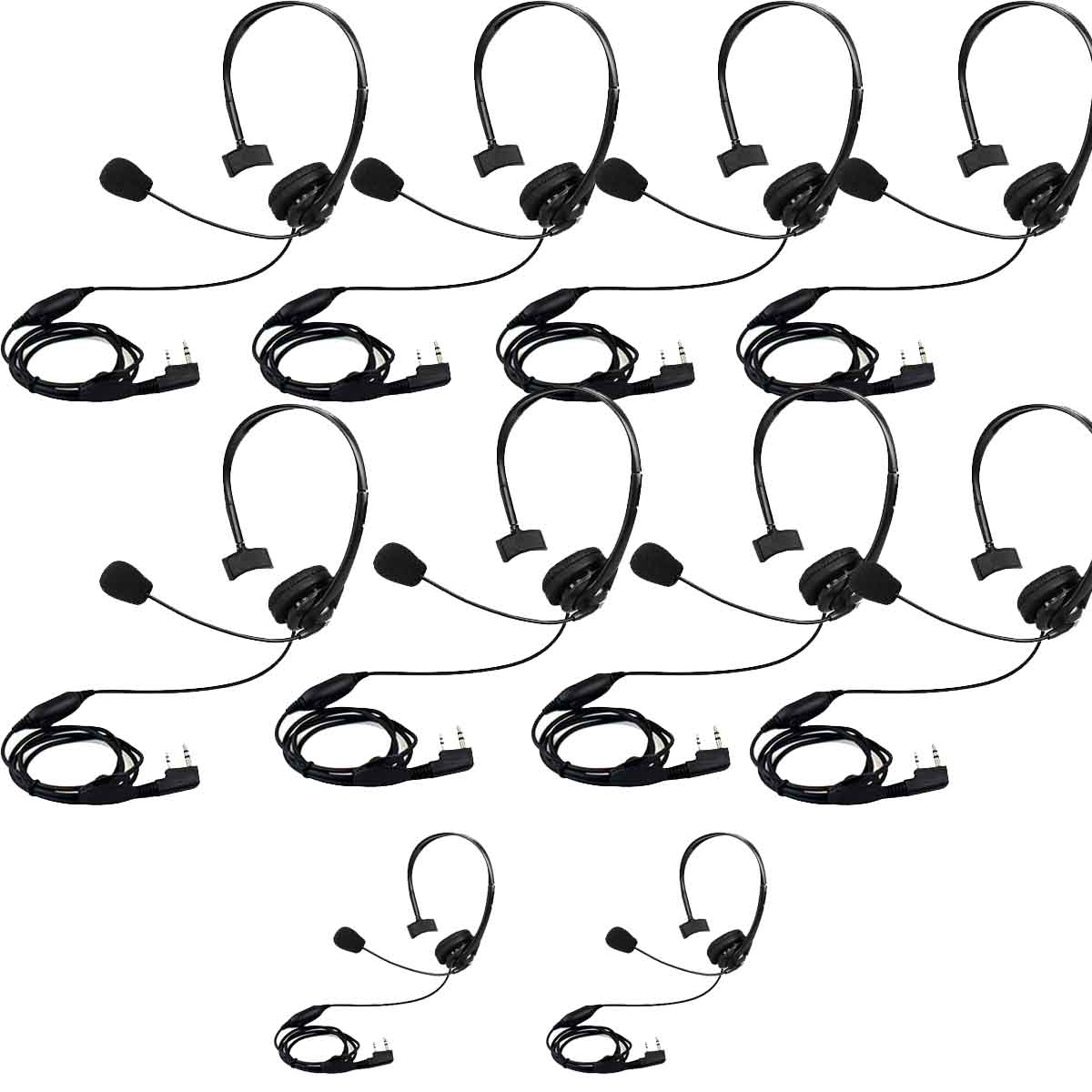 10Pack Retevis Overhead Walkie Talkie Headset with Boom Mic Kenwood 2Pin