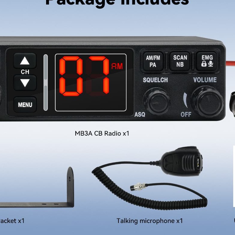 Retevis MB3A/MB63A Dual-Mode AM/FM CB Radio With Automatic Noise