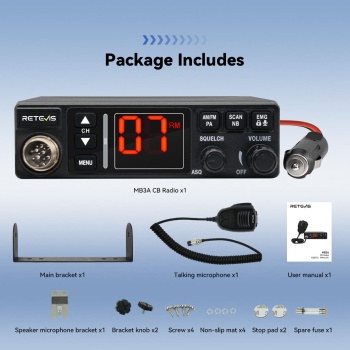 Retevis MB3A/MB63A Dual-Mode AM/FM CB Radio With Automatic Noise
