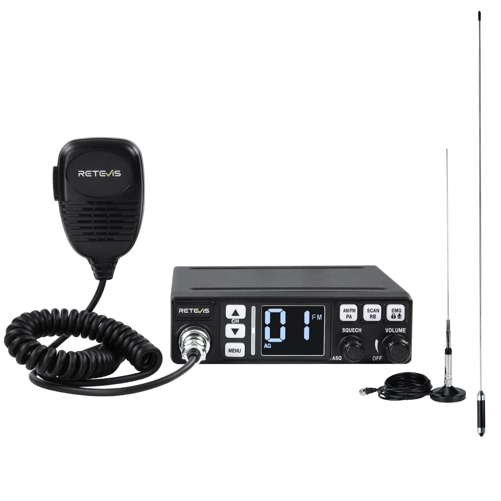Retevis MB63 40 Channels Mini CB Radio with Backlit LCD Display with Antenna