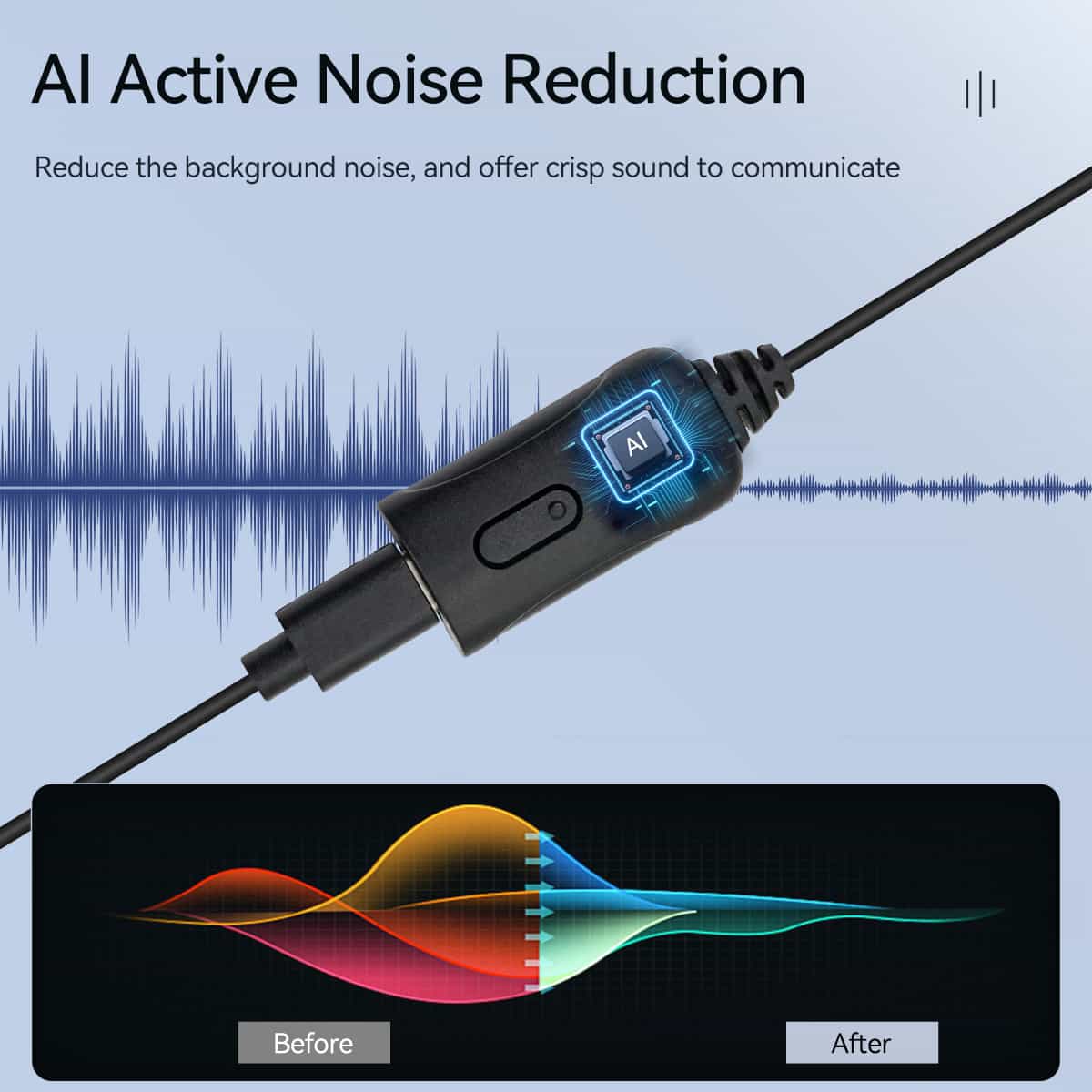 Retevis EAK008 AI active noise reduction walkie talkie earpiece Kenwood 2Pin