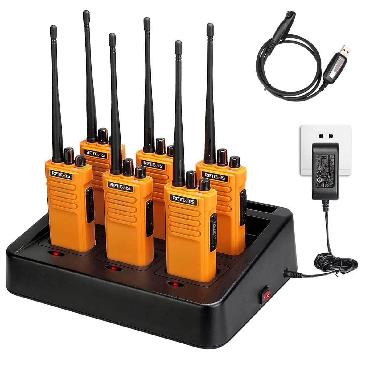 RT29 Long Range Waterproof Rugged Radio (6 Pack) with 6-Unit Charger