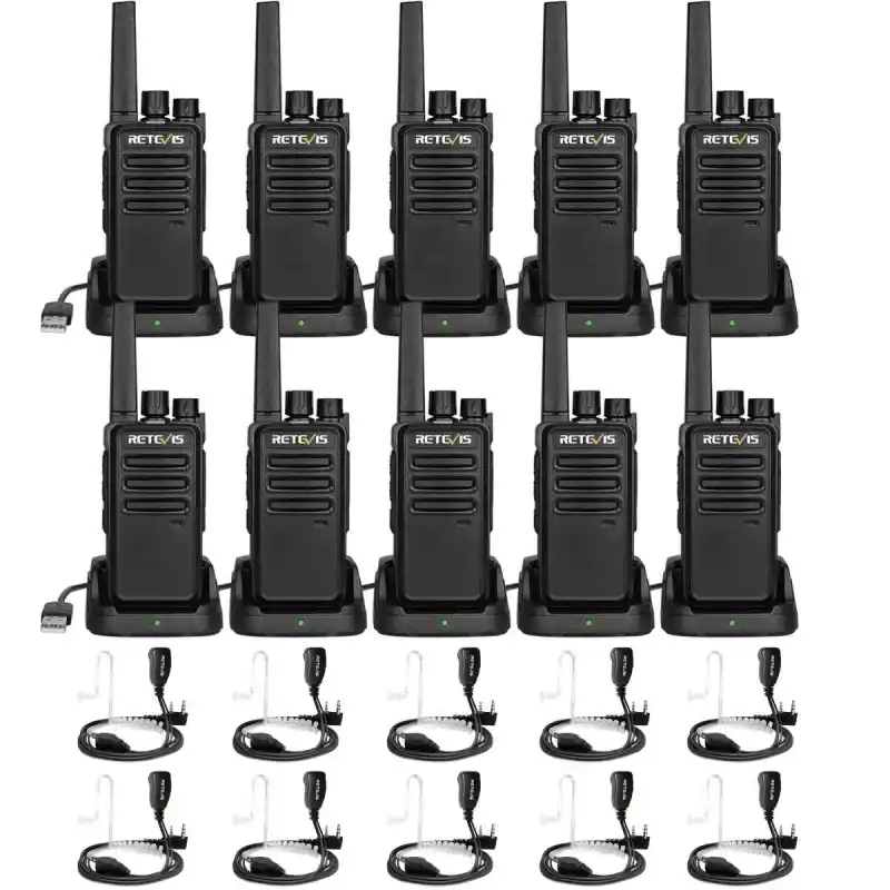 RT668 Rugged PMR446 Walkie Talkie with Air Tube Earpiece (10 Pack)
