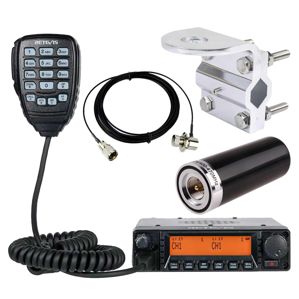 RA87 GMRS Mobile Radio and Stubby Radome Antenna Kit