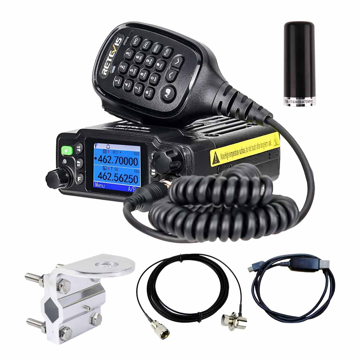 RB86 IP67 Waterproof GMRS Mobile Radio and Stubby Radome Antenna Kit