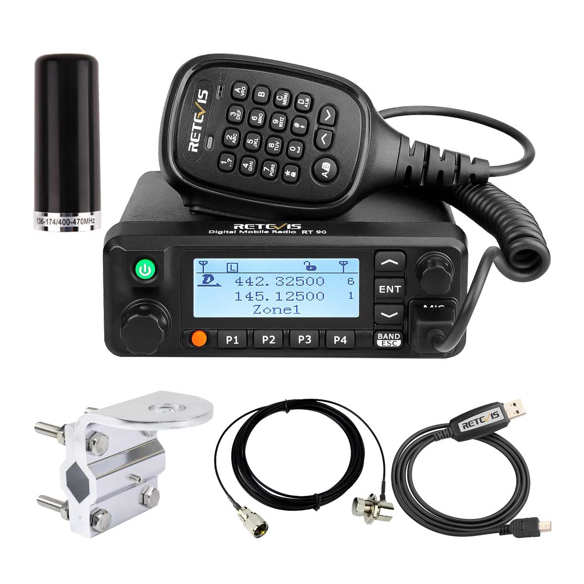 RT90 50 Watt Dual Band DMR Mobile and Stubby Radome Antenna Kit