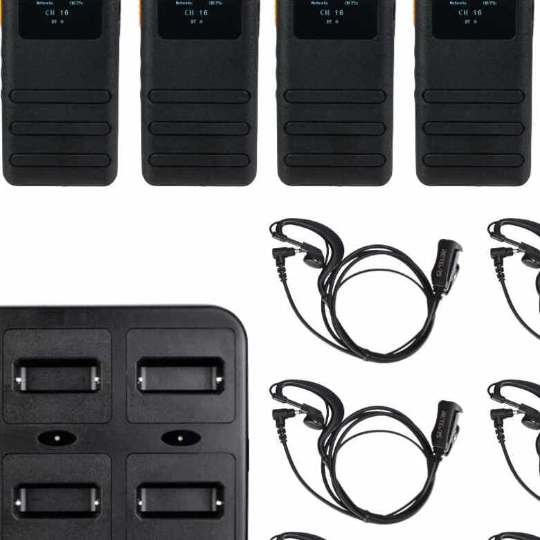 Retevis B3S FRS Radio 6 Packs with Earpieces and 6-Way Charger | License-Free | Ultra-Thin | LCD Display | Long Battery Life | USB-C Charging