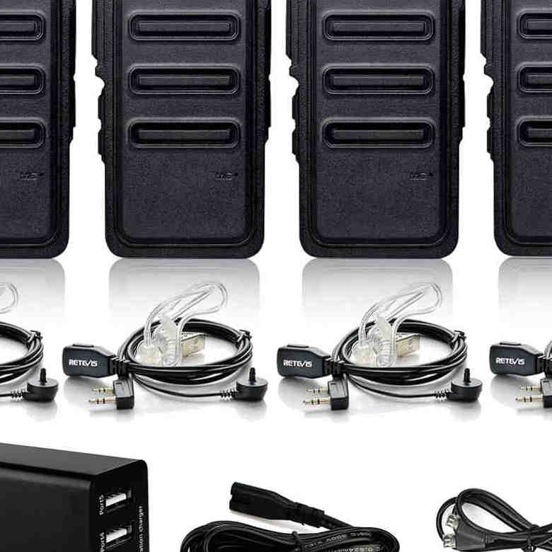 Retevis RT19 FRS Radio with Earpieces and 5-Port Charger | License-Free | 1300mAh Battery | Compact Design | VOX