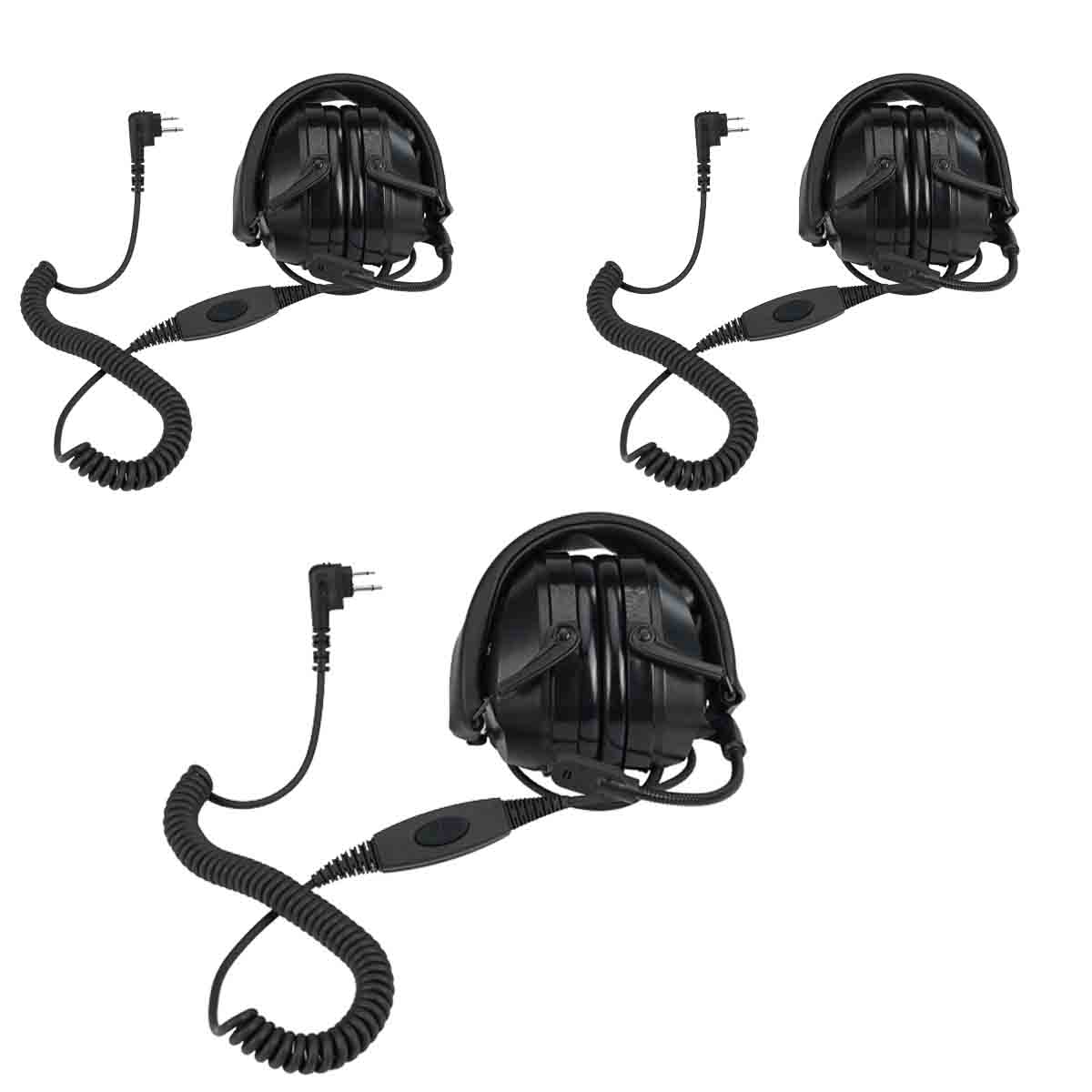 EHK012 Two-Way Radio Headset Noise Reduction Foldable Headphone 3Pack