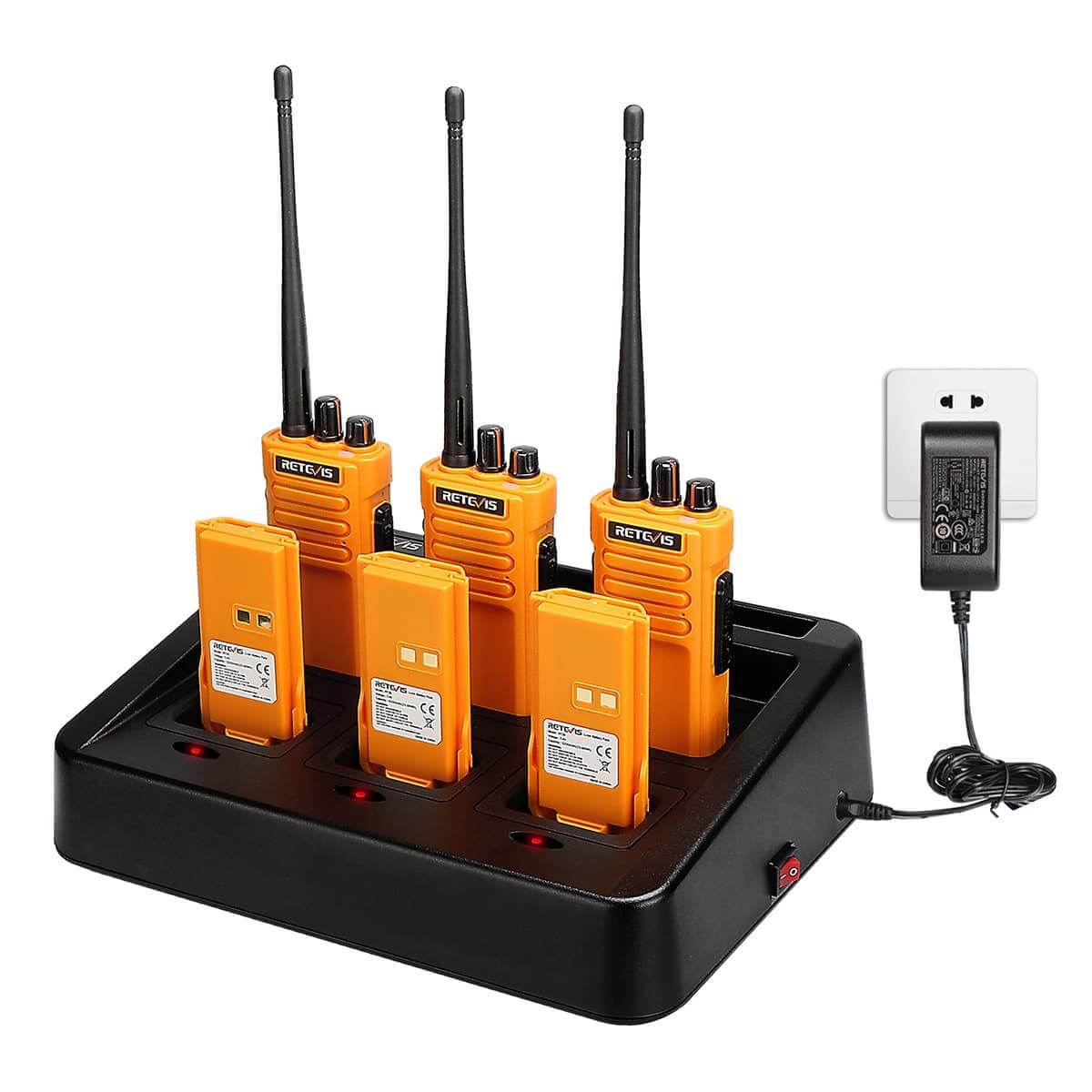 RT29 Long Range Waterproof Rugged Radio (6 Pack) with 6-Unit Charger