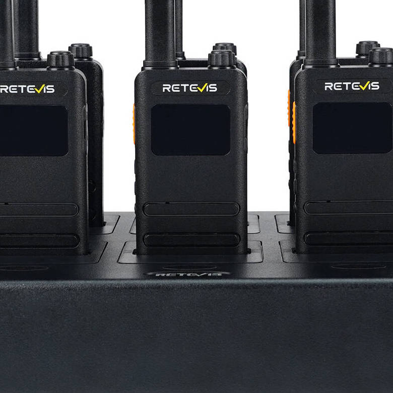 Retevis B3S FRS Radio 6 Packs with Earpieces and 6-Way Charger | License-Free | Ultra-Thin | LCD Display | Long Battery Life | USB-C Charging