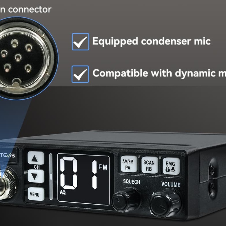 Retevis MB3/MB63 40 Channels Mini CB Radio with Backlit LCD Display