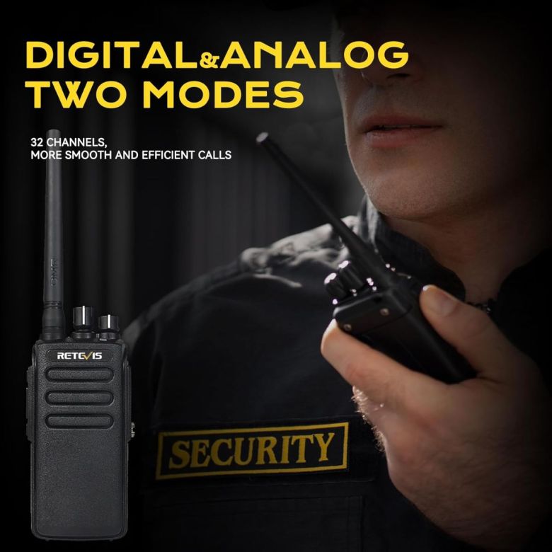 Retevis RT81 High Power Digital Handheld Radio with Earpiece Bundle (4 Pack)