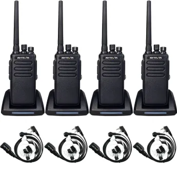 Retevis RT81 High Power Digital Handheld Radio with Earpiece Bundle (4 Pack)