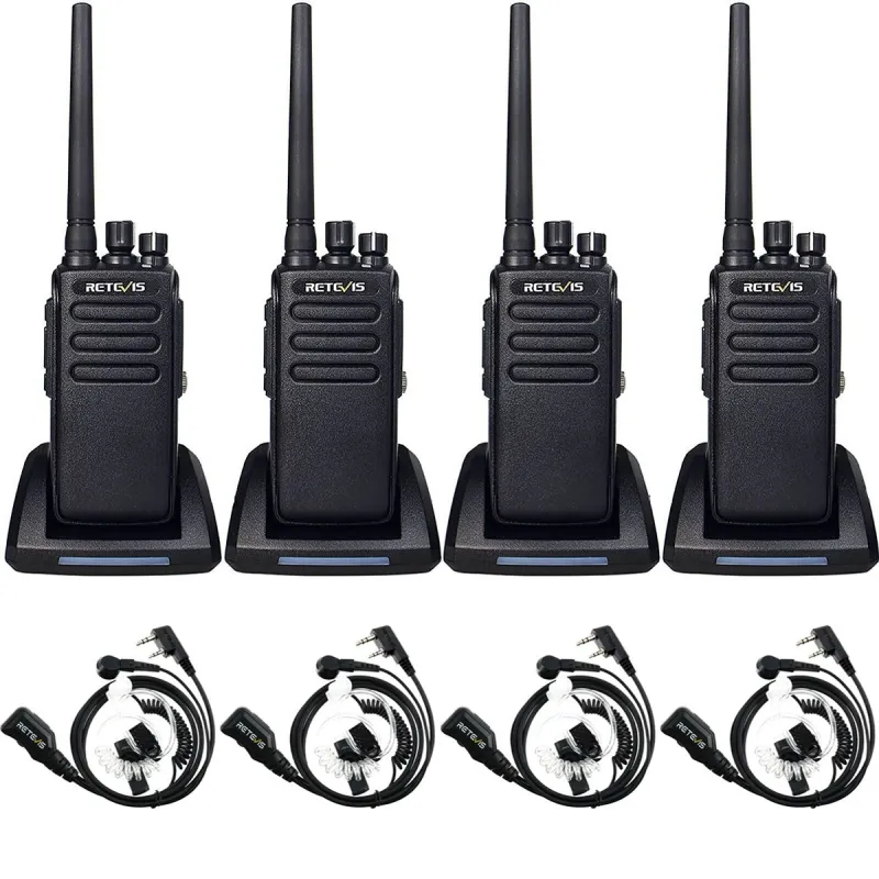 Retevis RT81 High Power Digital Handheld Radio with Earpiece Bundle (4 Pack)