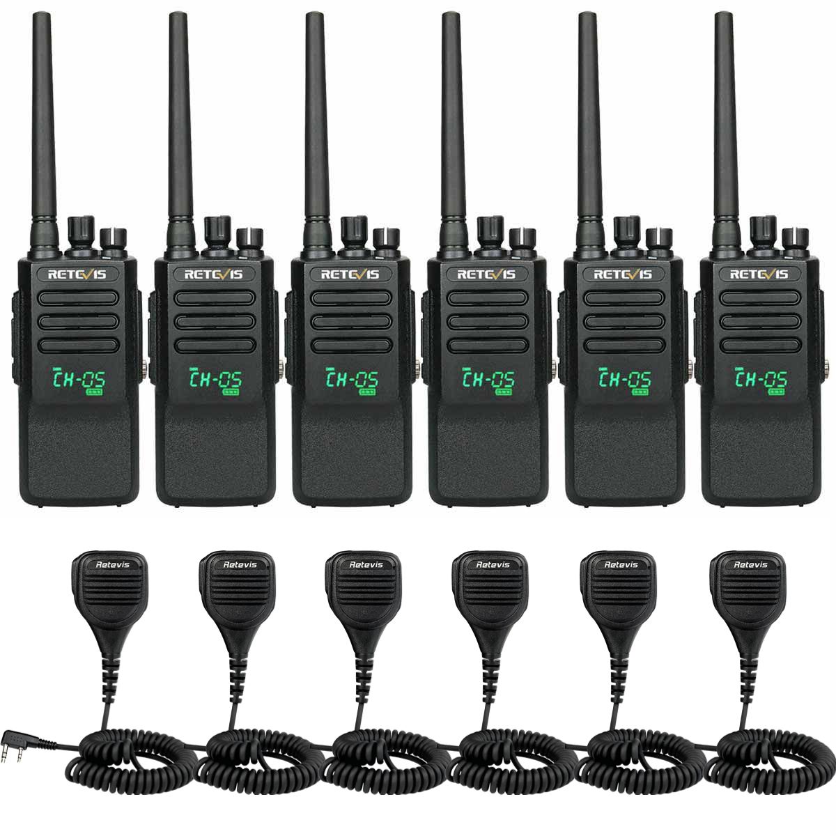 Retevis RT50 IP67 Waterproof DMR Radio with IP54 Waterproof Speaker Mic (6 Pack)