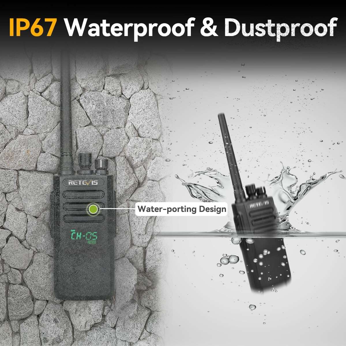 Retevis RT50 IP67 Waterproof DMR Radio with IP54 Waterproof Speaker Mic (6 Pack)