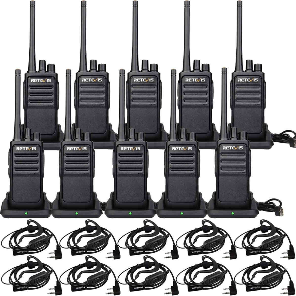 Retevis RT17 Portable FRS Business Two Way Radios (10PCS) with Earpieces