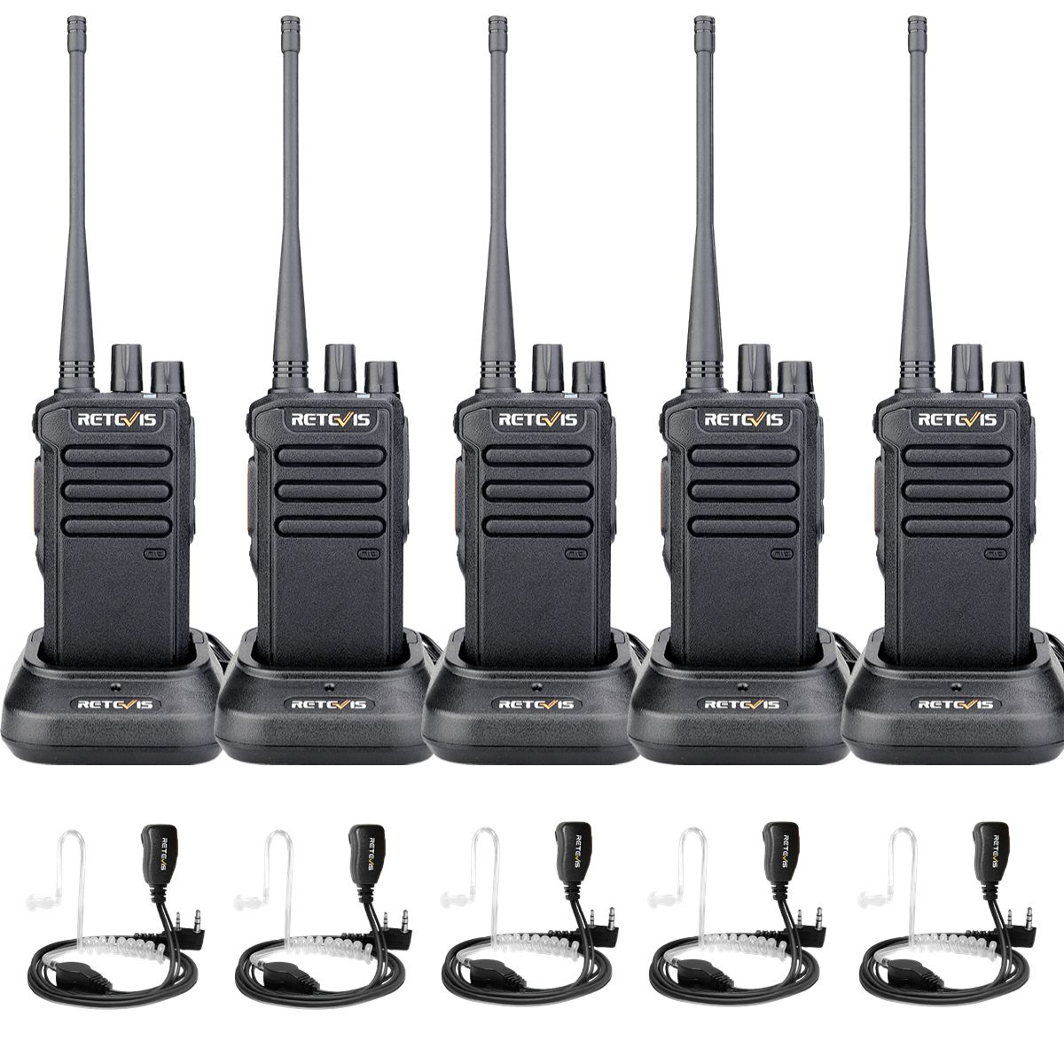 Retevis RT43 Portable DMR Digital 2 Way Radio with Earpiece Bundle (5 Pack)