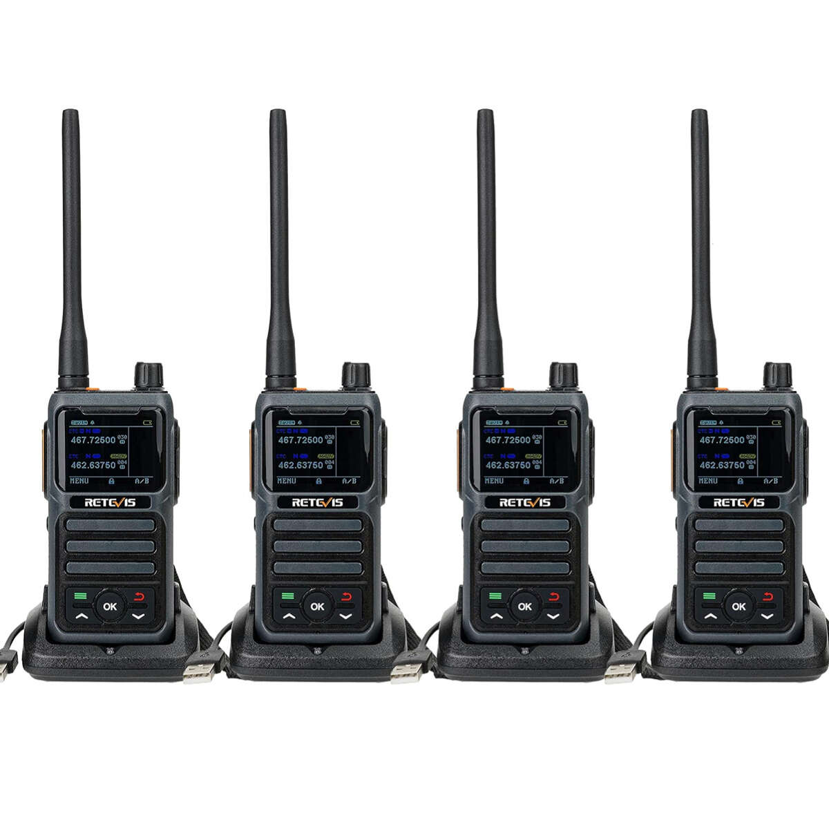 Retevis RB17P GMRS Portable Two Way Radio with Half-Keypad (4 Pack)