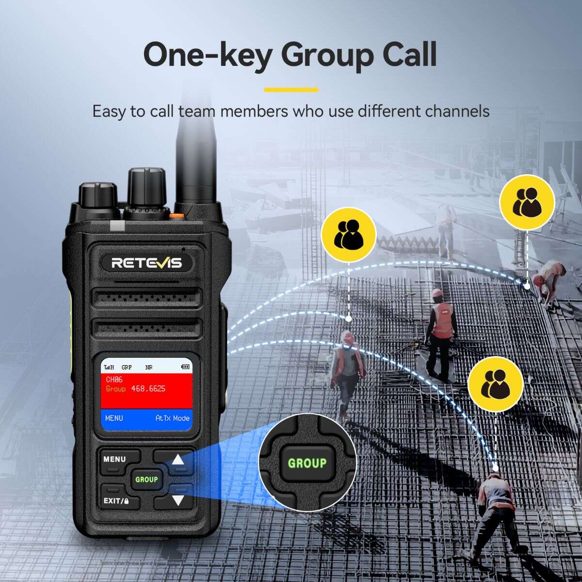 Retevis NR630S Noise-Reduction Handheld UHF Radio with Speaker Mic Bundle 8Pack