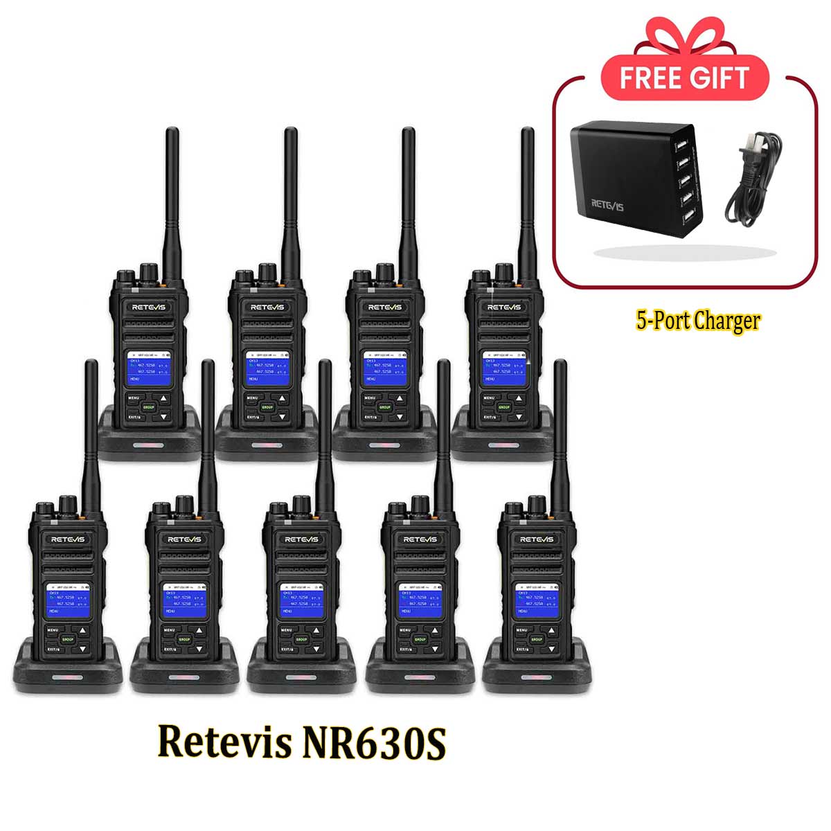 Retevis NR630S UHF Heavy Duty Long Range Business Radio 9Pcs