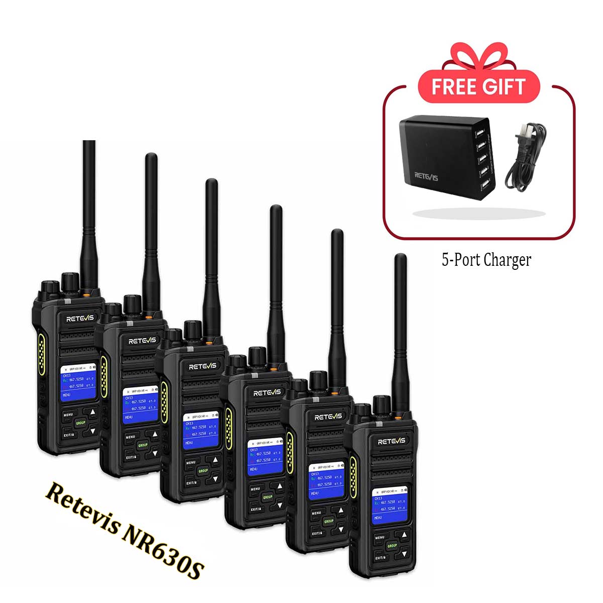 Retevis NR630S Long Range Noise Cancellation Two Way Radio for Business 6Pcs