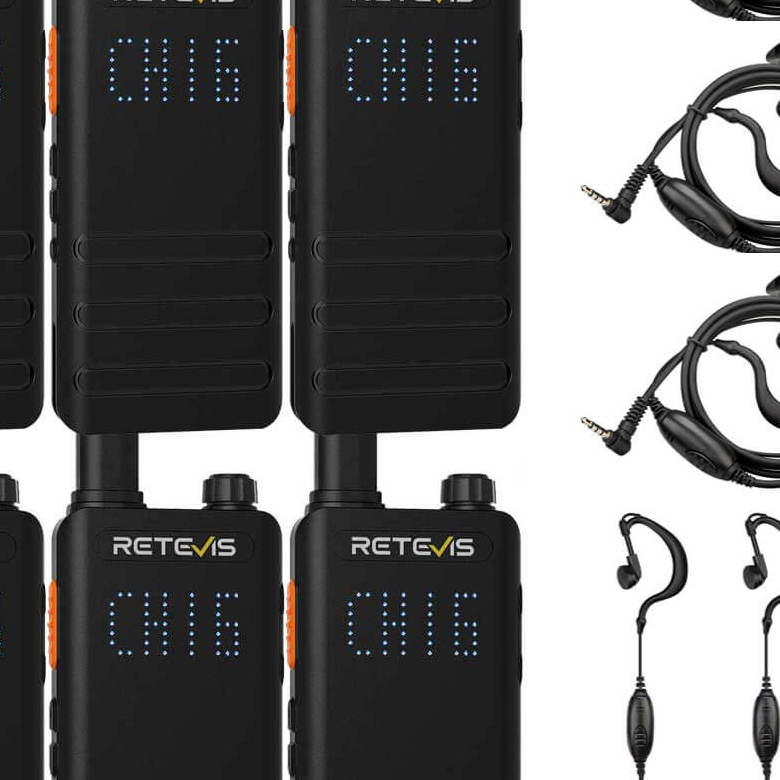 Retevis B3H FRS Radio 6 Packs with Earpieces | License-Free | Ultra Thin | Hidden Display | Long Battery Life | Type-C Charging