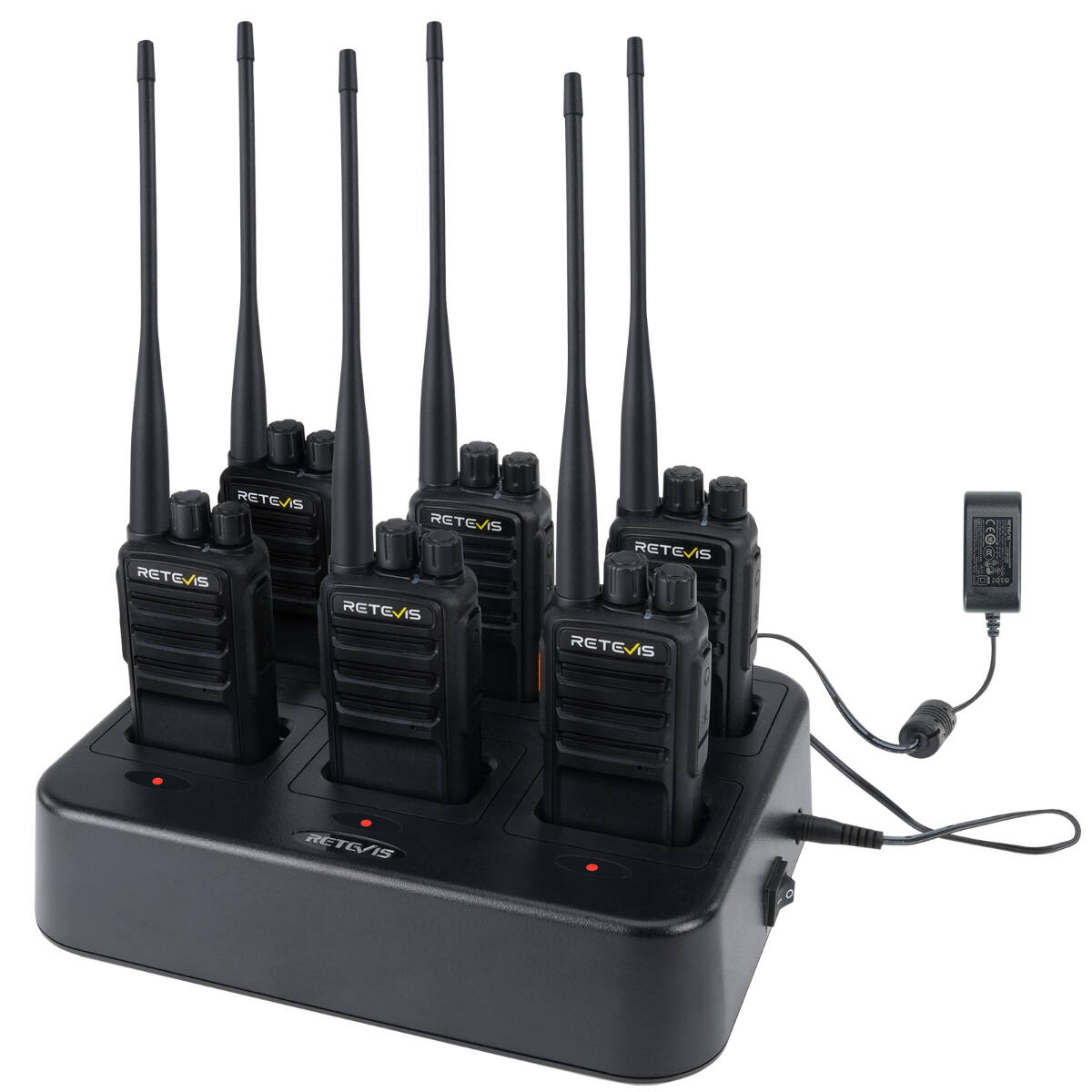 Retevis RB669 PMR446/Freenet Rechargeable Dual Band Radio (6 Pack) with 6-Way Charger