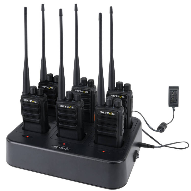 Retevis RB669 Germany PMR446/Freenet Radio 6 Packs with 6-Way Charger | License-Free | Dual Band | German Broadcast | 1200mAh Battery