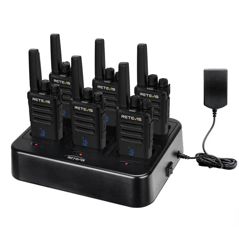 Retevis RT68H Rechargeable License Free Business Radio (6 Pack) and 6-Way Charger