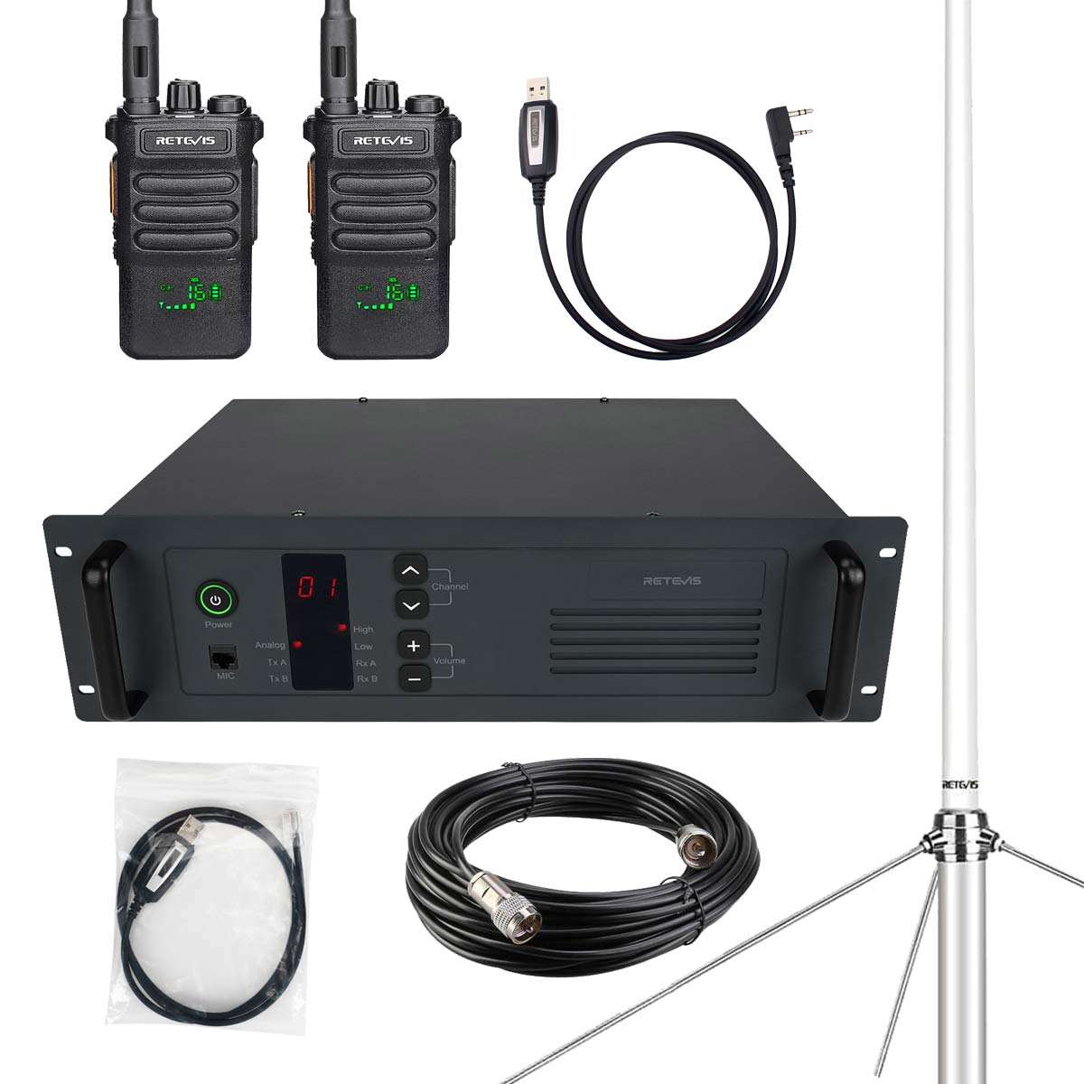 R1 UHF Analog Repeater System with 2PCS RT86 UHF Radio Bundle