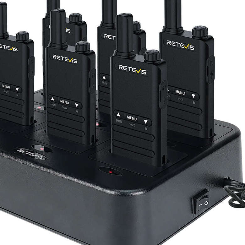 Retevis B63B PMR446 Radio 6 Packs with 6-Way Charger and 10 Earpieces | License-Free | Ultra Thin | Type-C Charging | Long Battery Life
