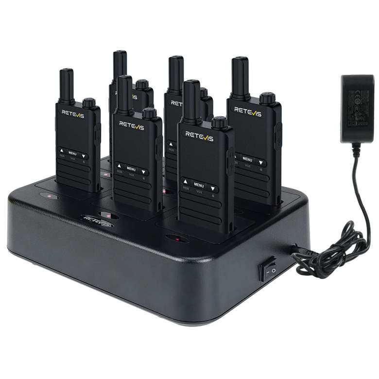 Retevis B63B PMR446 Radio 6 Packs with 6-Way Charger and 10 Earpieces | License-Free | Ultra Thin | Type-C Charging | Long Battery Life