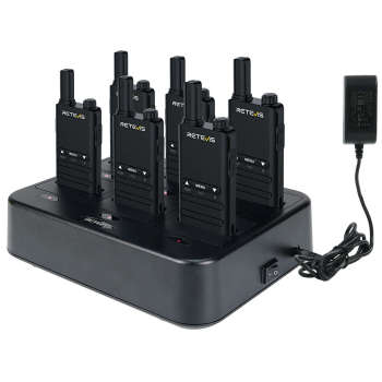 Retevis B63B PMR446 Radio 6 Packs with 6-Way Charger and 10 Earpieces | License-Free | Ultra Thin | Type-C Charging | Long Battery Life