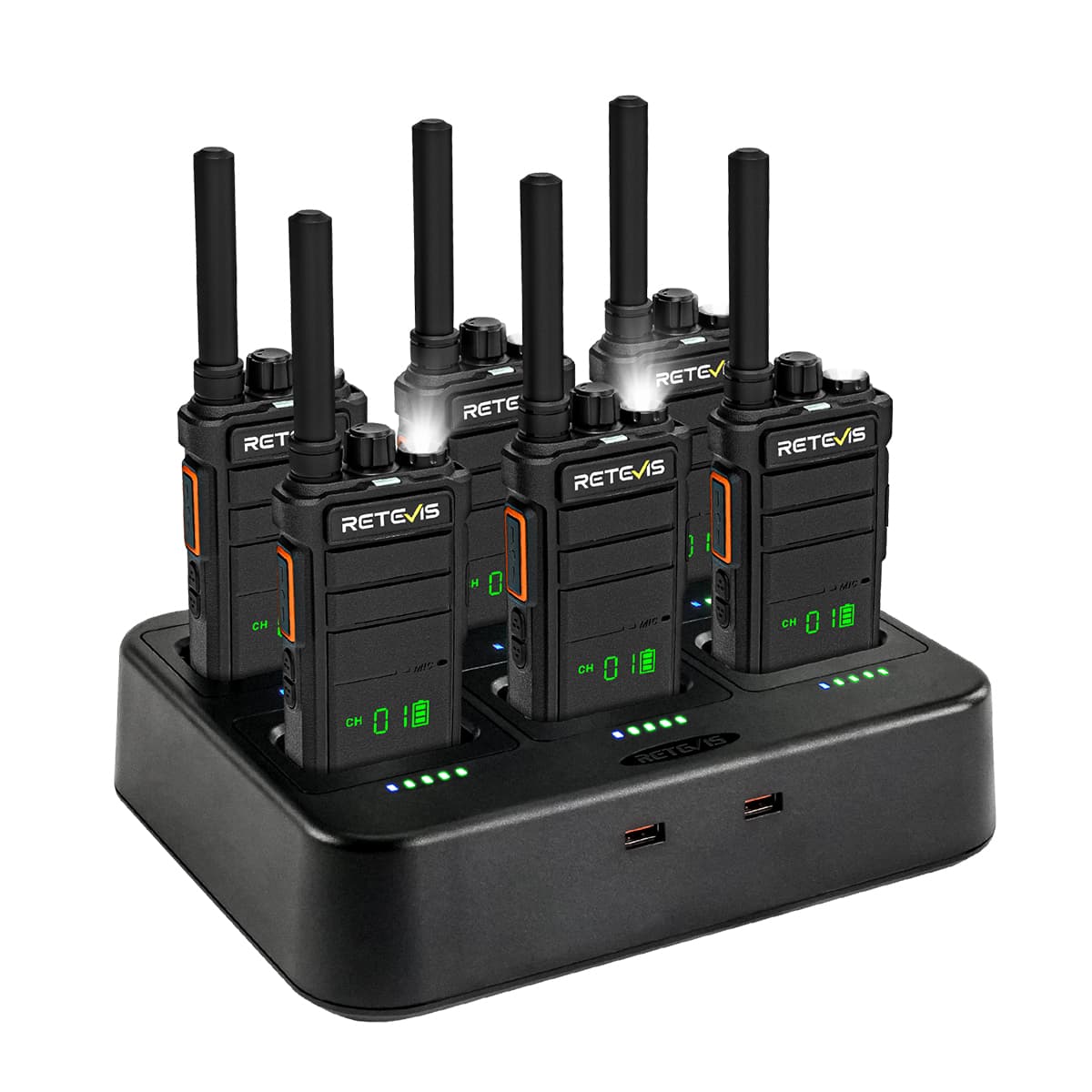 Retevis RB626H UHF 3W Handheld Radio with Hidden Display  Six Way Charger