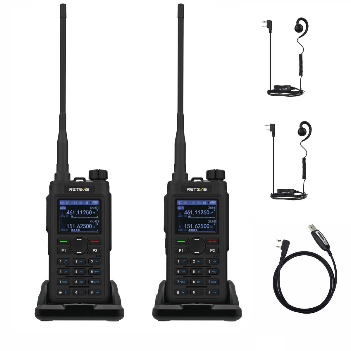 Retevis C62 5W UV Dual Band Business Radio with Earpiece 2 Pack