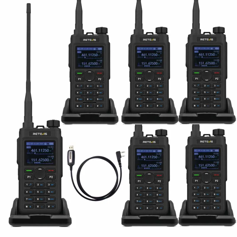 Retevis C62 UV Dual Band AI Noise Reduction 5W Long Range Durable Business Two Way Radio 6 Pack