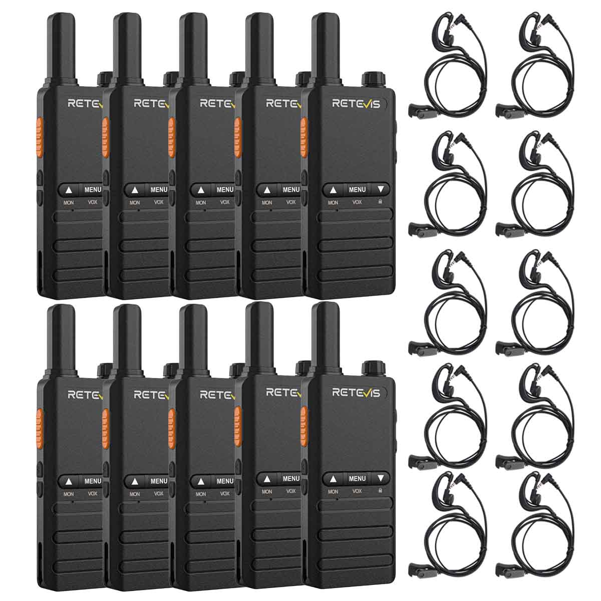 Retevis B3B Ultra-thin Commercial Walkie Talkies with Earpiece 10 pack