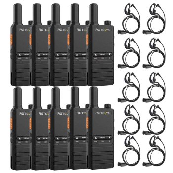 Retevis B63B PMR446 Business Radio 10 Packs with Earpieces | License-Free | Type-C Charging | Long Battery Life | Easy-to-Operate Buttons