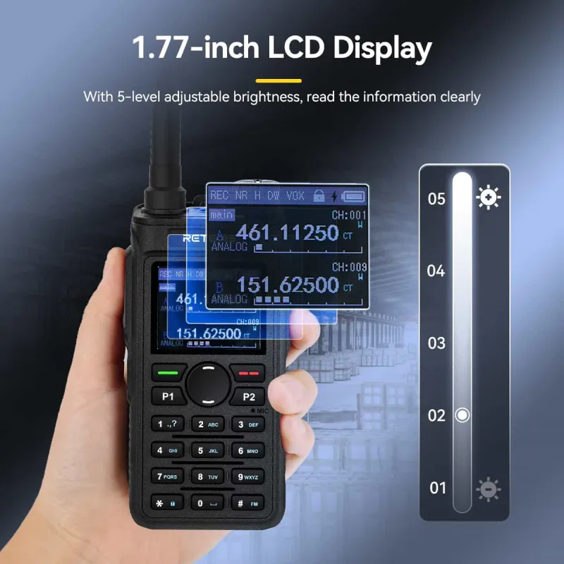 Retevis C62 UV Dual Band AI Noise Reduction 5W Long Range Durable Business Two Way Radio 6 Pack