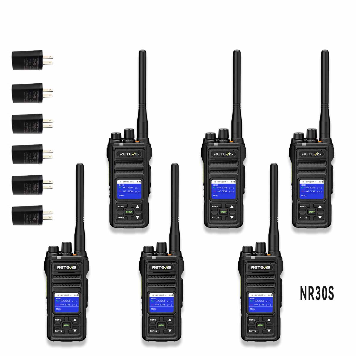Retevis NR30S High Power Walkie Talkie with Noise Reduction for Business 6pack