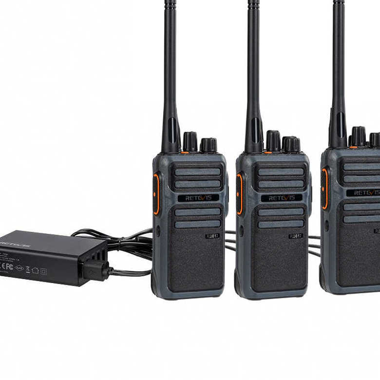 Retevis RB17 PMR446 Radio 4 Packs with 5-Port USB Charger | License-Free | 4400mAh Battery | USB-C Charging | One-Key Alarm | VOX