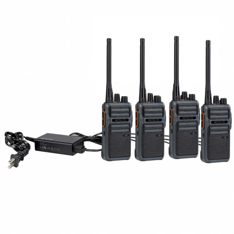 Retevis RB17 PMR446 Radio 4 Packs with 5-Port USB Charger | License-Free | 4400mAh Battery | USB-C Charging | One-Key Alarm | VOX