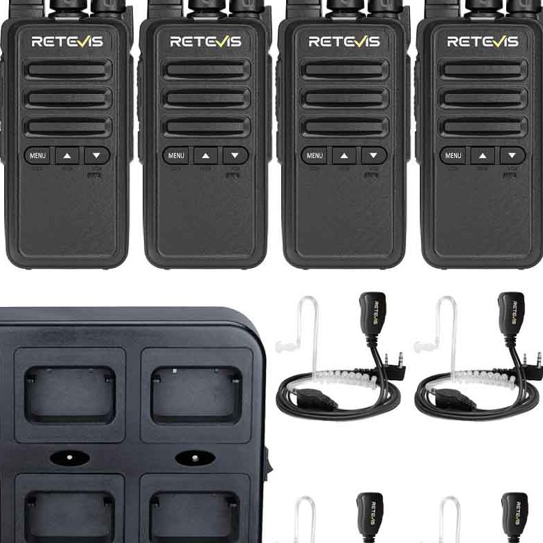 Retevis RT68B FRS Business Radio 6 Packs with Earpieces and Gang Charger | License-Free | 1200mAh Battery | Type-C Charging | VOX
