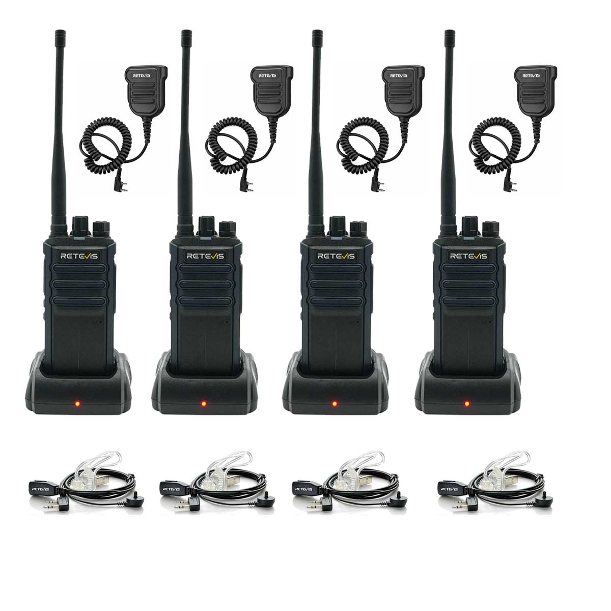 Retevis RT86A GMRS Two Way Handheld Radio with Earpieces and Mics 4Pack