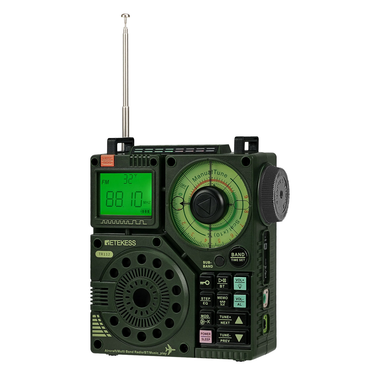 TR112 Shortwave Radio, AIR VHF AM FM SW WB Multiband with Bluetooth, APP Control, and More