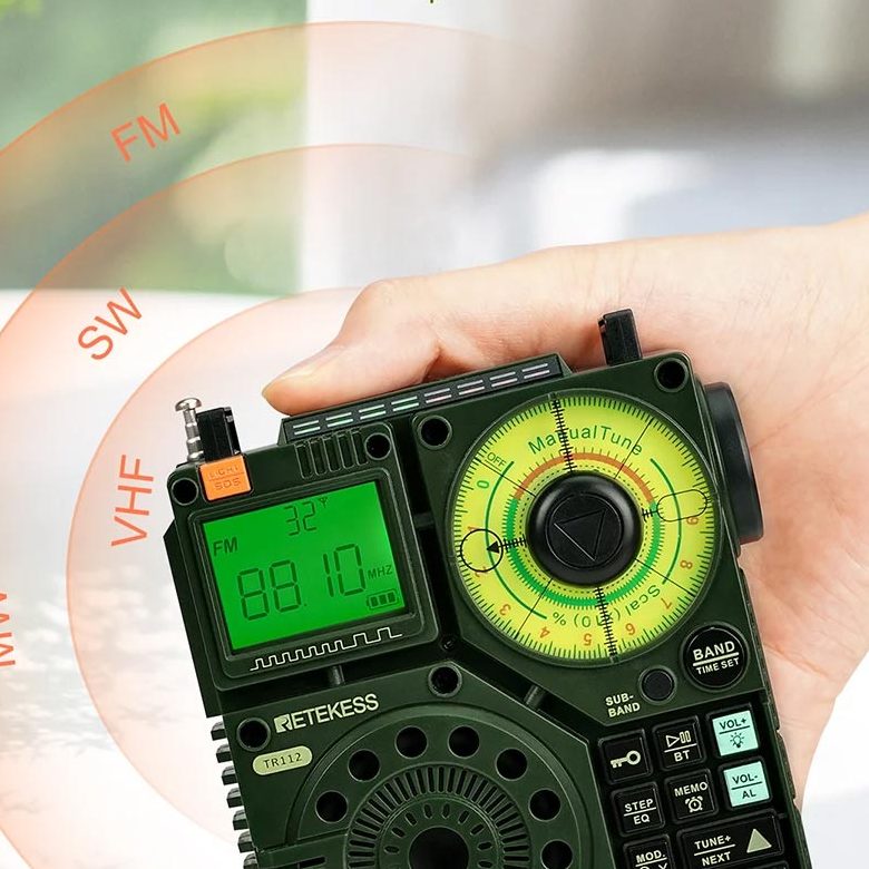 TR112 Shortwave Radio, AIR VHF AM FM SW WB Multiband with Bluetooth, APP Control, and More