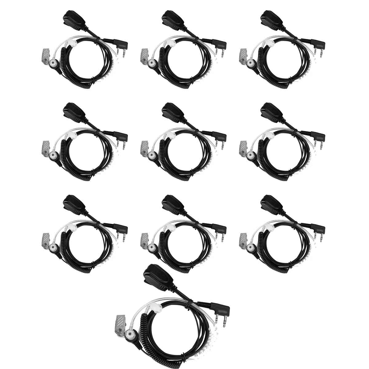 10Pack Earpiece with Mic Acoustic Tube earpieces for Walkie Talkie RT22 RT68 Radios