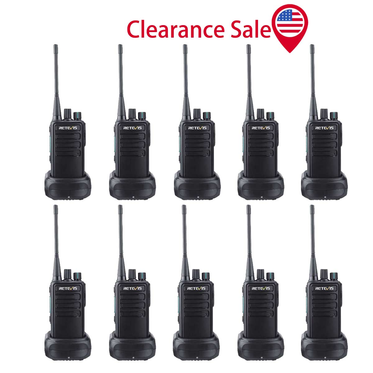 Retevis RB29 License-Free Heavy Duty Walkie Talkie for Business 10Pack
